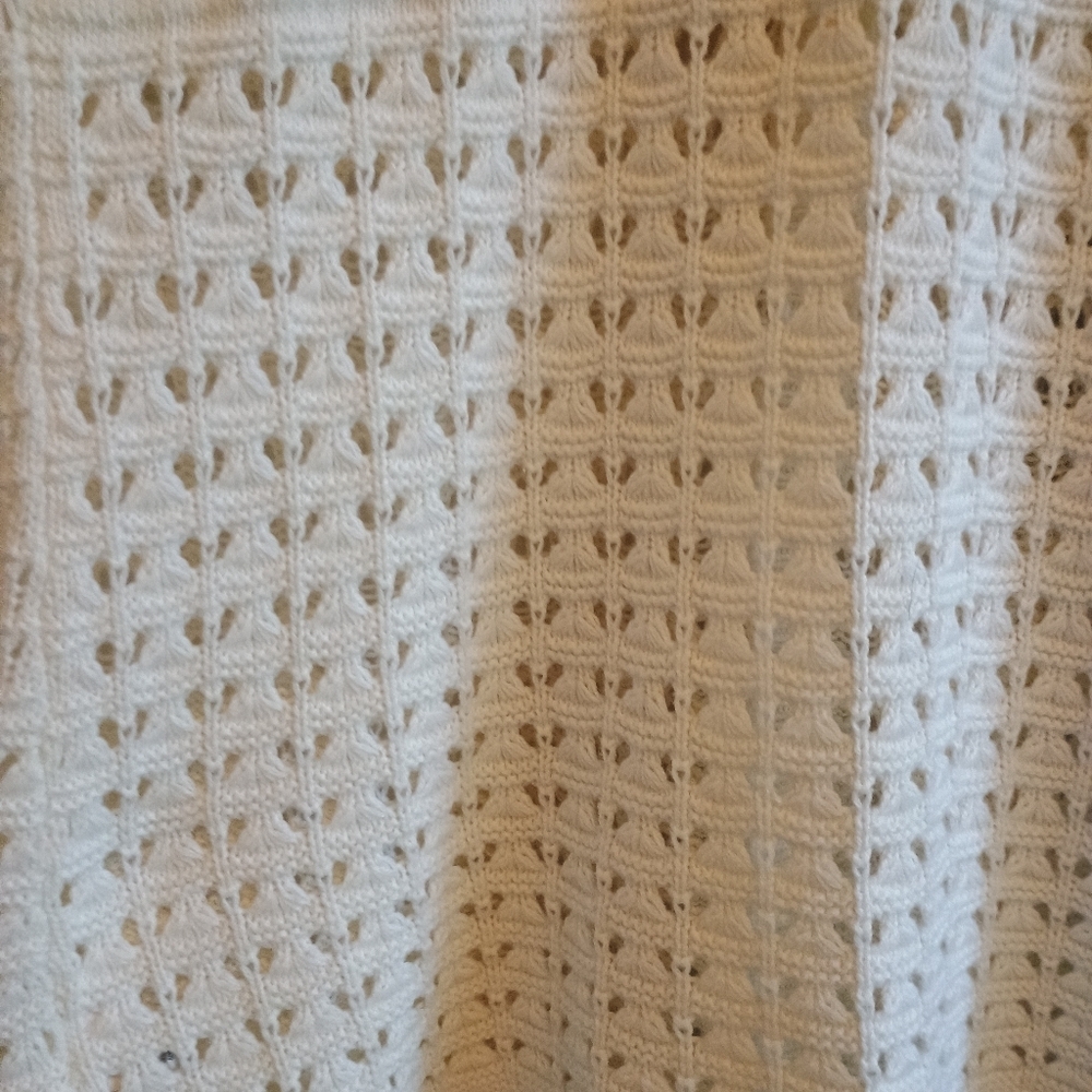 DKNY 100% Cotton Open Weave Cardigan Sz S Long Boho Layering Coastal Grandma‎ - Picture 8 of 12